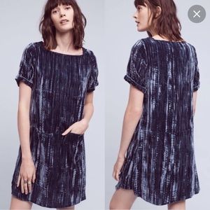 Blue velvet tunic dress by Floreat for Anthropologie.